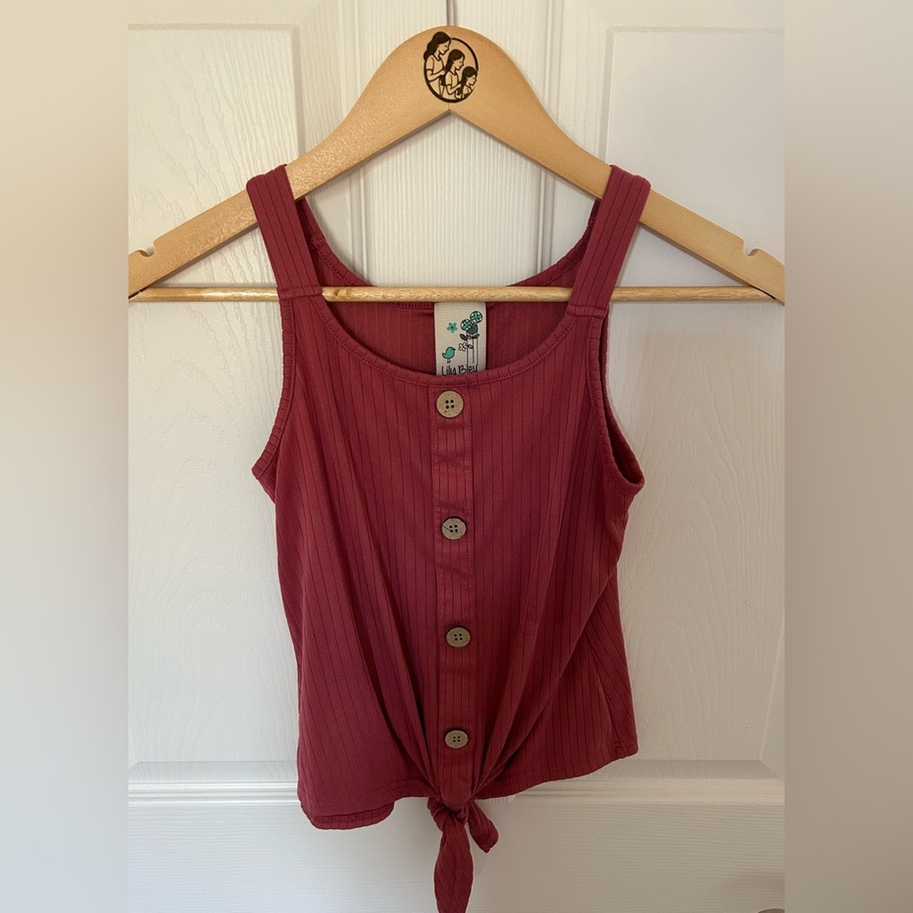 Burgundy Button-Down Tank Top girls size 10/12